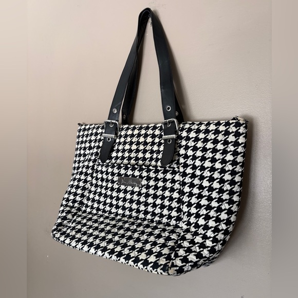 VERA BRADLEY quilted houndstooth tote weekend bag teacher purse travel casual - Picture 3 of 16